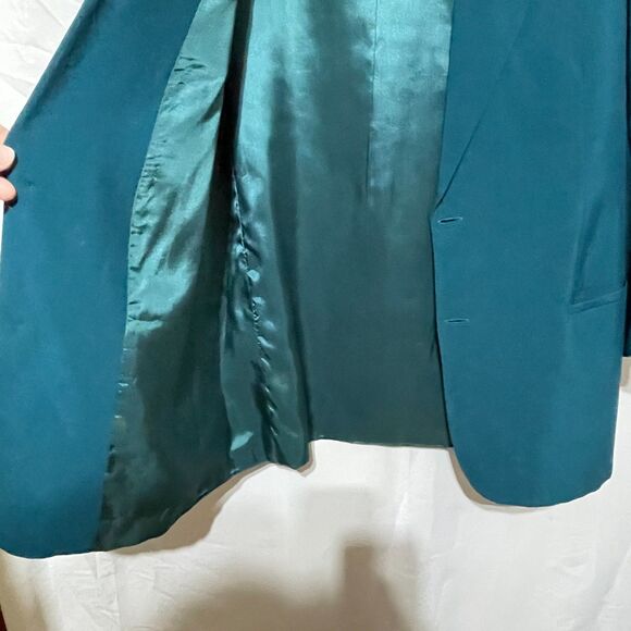 Vintage Oversized Blazer Co-ord Suit Matching Set Teal High Waist Pleated Pants - Picture 12 of 16